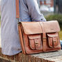 Personalised Large Vintage Style Leather Satchel Bag, thumbnail 4 of 9