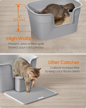 Extra Large Cat Litter Box With High Sides And Storage, 4 of 5