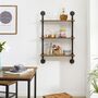 Three Tier Industrial Pipe Wall Mount Shelves, thumbnail 3 of 6