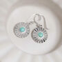 Sterling Silver Gemstone Sun Disc Dangly Earrings, thumbnail 9 of 10