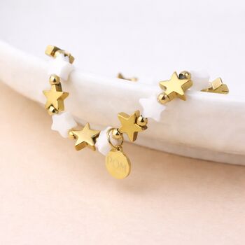 Personalised Waterproof Gold Plated Star And White Star Stretch Bracelet, 2 of 5