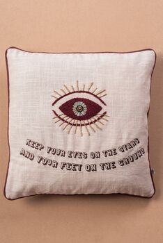 Eye And Stars Embroidered Cushion, 3 of 3