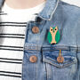 Owl Brooch Made From Green Acrylic And Wood, thumbnail 2 of 11