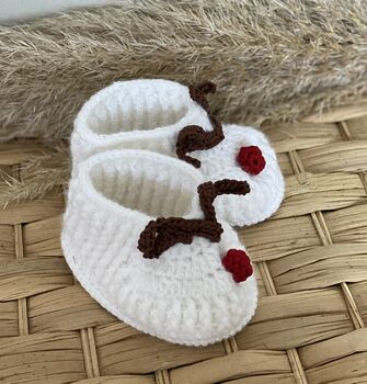 Baby Booties Handmade Crochet My First Christmas, 3 of 7