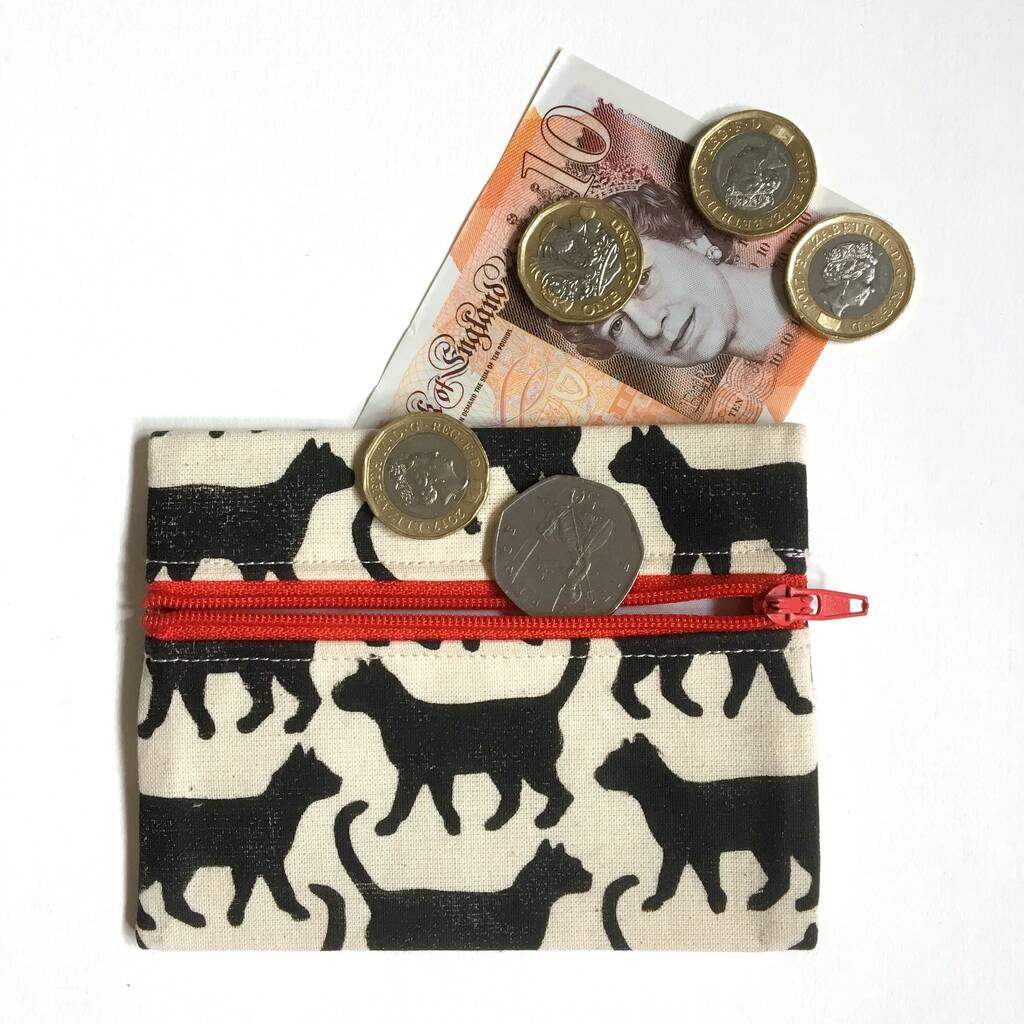 Cat Coin Purse. Cotton Pouch. Handmade, 1 of 3