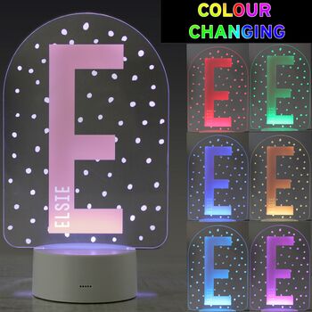 Personalised Initial LED Colour Changing Night Light, 2 of 3