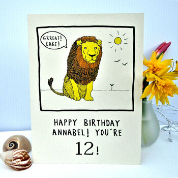 Personalised 'Grreat!' Lion Birthday Card, 2 of 4