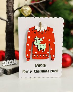 Personalised Christmas Jumper Decoration And Card, 2 of 5