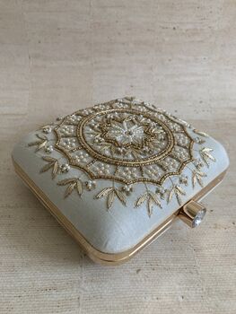 Off White Mandala Design Square Clutch Bag, 8 of 9