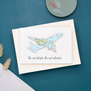 Custom Map Aeroplane Valentine's Card For Him, 2 of 3