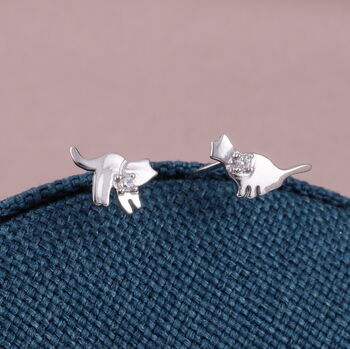Sterling Silver 'Meow' Cat Earrings, 4 of 4