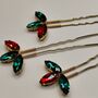 Christmas Red And Green Crystal Hair Pin Set Of Three, thumbnail 9 of 12