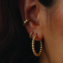 Orb Mini Gold Hoop Huggie Earrings In 18 K Gold Vermeil, thumbnail 6 of 6