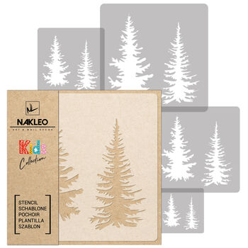 Reusable Plastic Stencils Five Pcs Fir With Brushes, 2 of 5