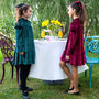 Chiara Girls Velvet Dress With Matching Hair Clip, thumbnail 3 of 4