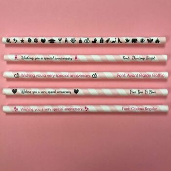Pink And White Stripe Personalised Paper Straws, 7 of 7