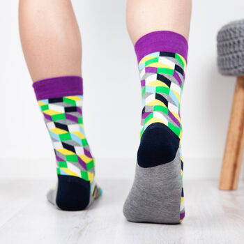 Men's Colourful Pattern Cotton Blend Socks, 4 of 4