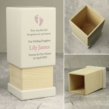 Personalised Baby Girl Memorial Wooden Urn, 7 of 7