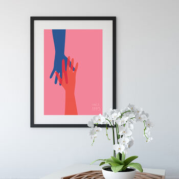 Holding Hands Personalised Love Anniversary Print, 7 of 8