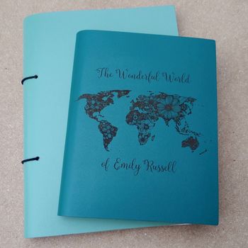 Personalised 'Wonderful World' Leather Travel Journal, 7 of 11