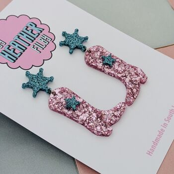 Cowboy Boot Glitter Resin Earrings, 12 of 12