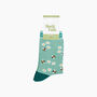 Busy Bees Floral Bamboo Socks In Green, thumbnail 2 of 4