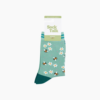 Busy Bees Floral Bamboo Socks In Green, 2 of 4