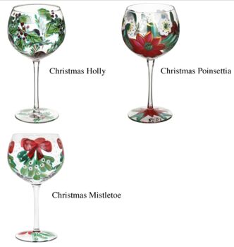 Hand Painted Christmas Gin Glass, 2 of 3