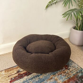 Super Soft Fleece Donut Calming Dog Bed, 3 of 7