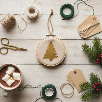 Upcycled Leather Christmas Tree Decoration Hoop, 7 of 9