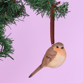 G Decor Realistic Robin Hand Painted Christmas Tree Decoration Hanging Bird Ornament, 2 of 3