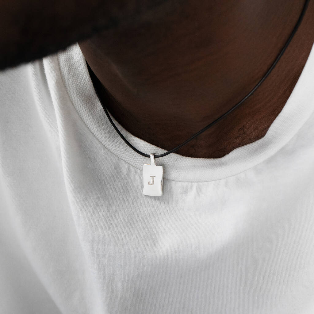 Mens Initial Necklace  Bold Vertical Bar Pendant – OurCoordinates