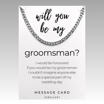 Chunky Silver Groomsman Proposal Necklace Gift, 4 of 6