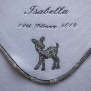 Personalised Baby Blanket With Applique Fawn Motif, 2 of 3