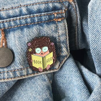 Hedgehog Book Enamel Pin | Book Hog, Reading | Badge |, 3 of 5