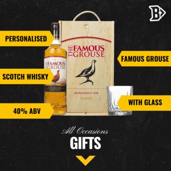 Personalised Famous Grouse Single Grain Whisky Gift Set With Glass, 2 of 4