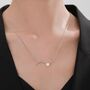 Sterling Silver Natural Freshwater Pearl Wave Pendant Necklace, thumbnail 2 of 11