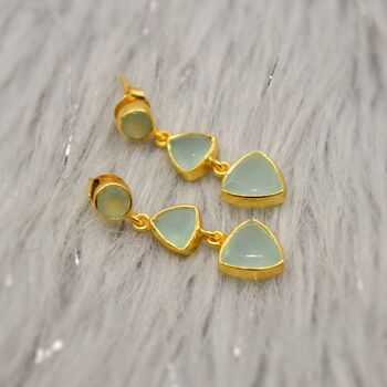 Aqua Chalcedony Multi Shape Stone 925 Silver Earrings, 7 of 8