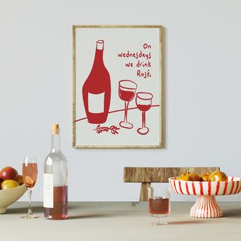 On Wednesdays We Drink Rosé Illustrated Wine Print, 4 of 6