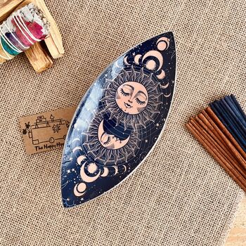 Enamelled Incense Burner Bowl Sun And Moon Design, 6 of 7