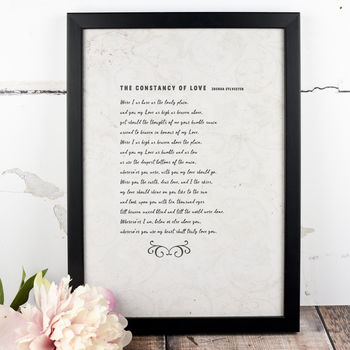 English Love Sonnet A4 Print, 4 of 5