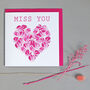 Miss You Card With Rose Petals Heart, thumbnail 1 of 2