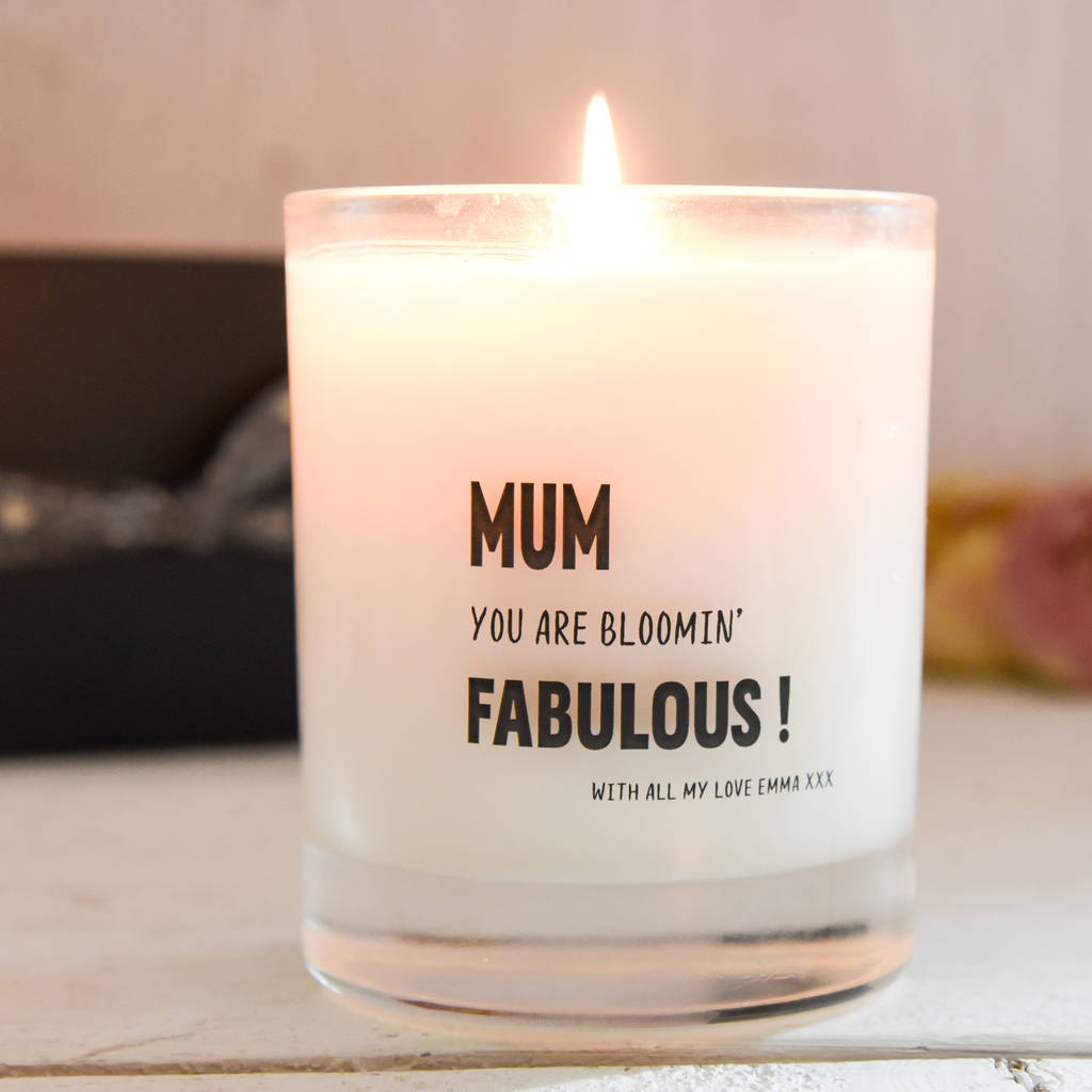 personalised mum scented candle by a touch of verse