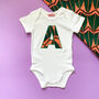 Personalised African Print Letter Baby Bodysuit, thumbnail 7 of 8