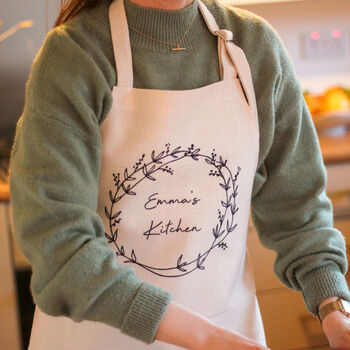 Personalised Floral Wreath Apron For The Kitchen, 4 of 5