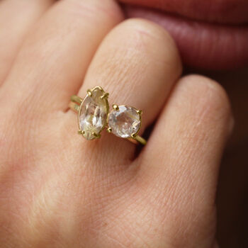 Reya Double Rutilated Quartz Stone Ring In 9ct Gold, 6 of 6