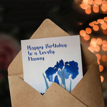 Elegant Iris Flower Floral Blooms Nanny Birthday Card, 3 of 5