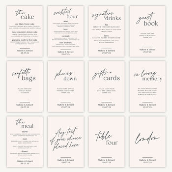 Table Number Sign Wedding A5 Sign Modern Calligraphy, 3 of 5