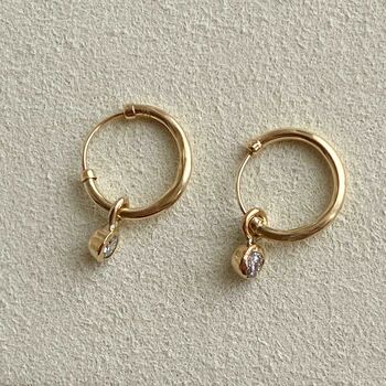 Naked Diamond Solitaire Hoops On Solid 9ct Gold, 3 of 7