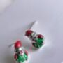 Santa Earrings 925 Sterling Silver Festive Earrings Gift For Her, Red And Green Enamel Holiday Jewellery, thumbnail 1 of 8